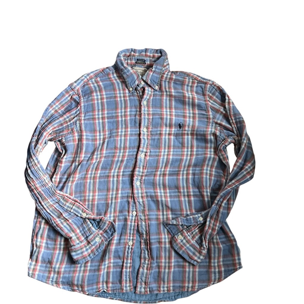 Ralph Lauren Polo | RL Untucked Fit Classic Blue White Red Plaid Cotton Shirt XL